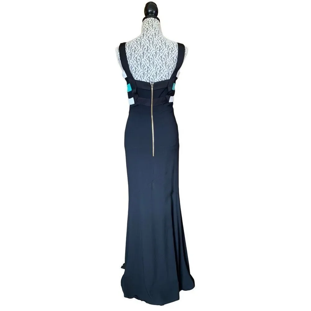 Roland Mouret Persian Double Stretch Crepe Gown Black, Mint, White Size 6 - Picture 2 of 12